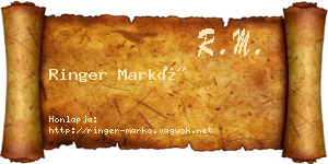 Ringer Markó névjegykártya